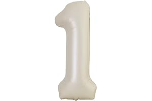 Vthoviwa 40 Pollici Palloncini Numeri 1 Bianco Latte, Pallone 1. 0123456789,10-19,20-25,30,40,50,60,70,80,90 Compleanno Numero Palloncini Foglio, Palloncino 1 Decorazione Festa Supporta Elio