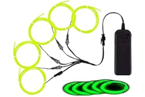 BALABAXER Filo EL, riduzione del rumore, filo di luci al neon 5 in 1 m, filo elettroluminescente per Halloween, Natale, decorazioni fai da te... (verde fluorescente)