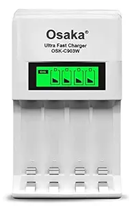 Osaka Ultra Fast Charger OSK-C903W LCD Charger for AA and AAA Ni-mh Rechargeable Batteries (White)