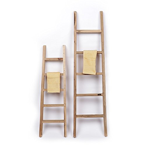 Teak Holz Handtuchleiter Badezimmer Handtuchhalter recycelt 120 cm - 5