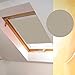 Produktbild Verdunkelungsrollo mit Seitenschienen für Velux für VL, VF, VT, VE, VK, VS 085 / in Stofffarbe E002 / Kitt – beige, Verdunklungsrollo, Maßanfertigung, lichtundurchlässig
