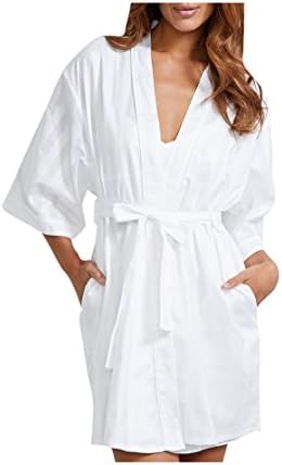 Bodas Womens Cotton Nightwear Short Robe Size Small-Medium In White