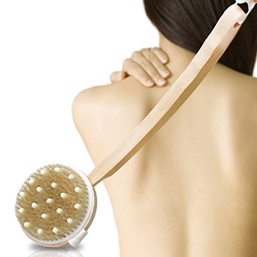 Tenflyer Detachable Curved Long-handled Bristle Detox Wooden Body Brush Skin Brush