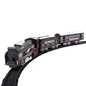 Ramus Black Train and Train Set,13 Pieces Battery Operated Toy Set for Kids, Medium Size with Headlight Toy Train for Kids