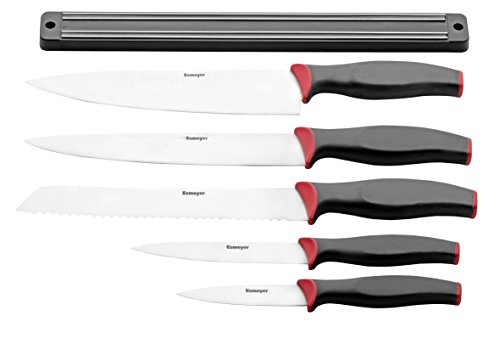 Esmeyer 291-423 5-tlg. Messerset AUREA Klingen aus Spezialstahl, mit Kunststoff Griffen an magnetischer Hängeleiste. - 4