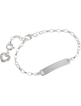 ID-Gravurarmband mit Herz, 925 Silber, inkl. Gravur, 16cm universell verstellbar