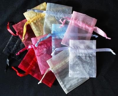 1 x Red Organza Gift Bag Medium 7" x 9"