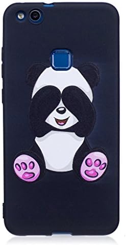 AnnodaHulo Embossed Scrub Pattern Black TPU Back Cases for Huawei P10 Lite 5.2 Inch Screen-Cute Panda