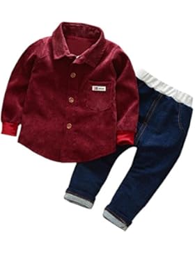 TPulling Mode Herbst Frühling Sommer Jungen Mädchen Baby Cord Langärmelige Hemdjacke + Jeans zwei Sätze von Anzügen...
