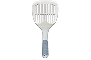 BioKitty Large Cat Litter Scoop, Litter Tray Pooper Scooper, Durable Easy to Clean Non-Slip Handle PP Plastic Poop Scoop Shovel for Kitten Sand Toilet Cleaning (White, Large)