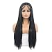 Produktbild Perücken Women's Wig Fashionable Long Straight Hair Black Langhaarperücke Fest Anime Cosplay Wigs Silky&Smooth Human Hair 24 Inches Half Hand Crocheted Front Lace Chemical Fiber Crochet