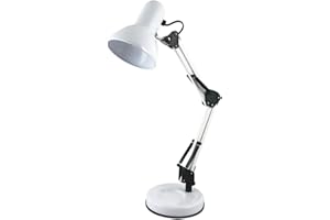 Homelife for easy living 35W "Swing Poise" Hobby Desk Lamp - Tilt / Swivel Head - 35cm Swing Arm - Max. Height 52cm - Weighted Base with Desk Tidy - Inline Switch - L945WH - White