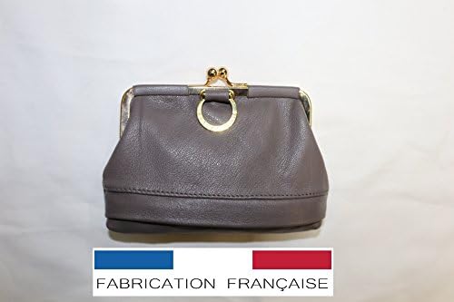 Two clasps leather purse genuine real space gray