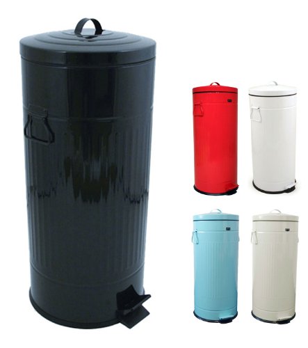 CUBO DE BASURA CON PEDAL RETRO DE 30 L PARA COCINA - NEGRO