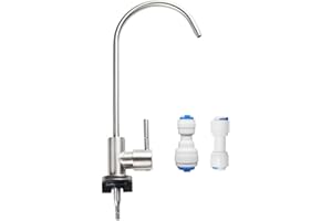 PAROAD SUS304 Edelstahl Trinkwasser Wasserhahn für Umkehrosmose und Wasserfilter, Osmose Wasserhahn, 100% bleifrei, korrosionsbeständig, inkl.1/4" und 3/8" Zoll Schnellanschluss