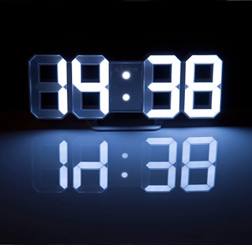 Lunartec Große Digital-LED-Tisch- & Wanduhr, 7 Segmente, dimmbar, Wecker, 21 cm - 4