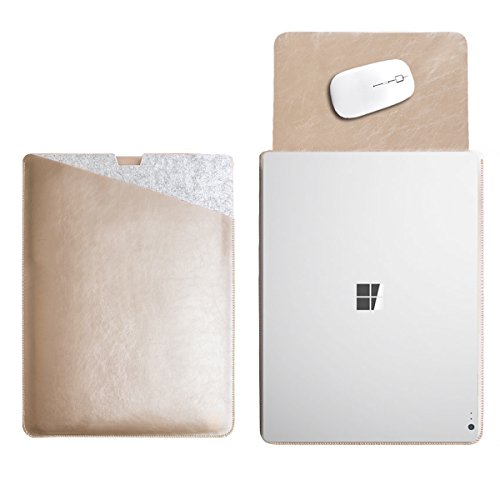 WALNEW 13.5 Microsoft Surface Book 13.5 Zoll Schutzhülle, Hülle, Case, Cover, mit Zwei-Taschen-Design mit Geschütztem Inneren und Externem Mousepad,Gold
