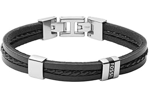 Fossil Herrenarmband aus Edelstahl oder Leder mit Faltverschluss