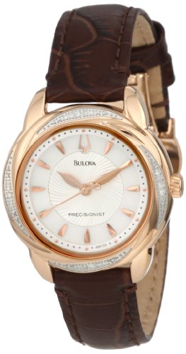 BULOVA PRECISIONIST BRIGHTWATER DIAMOND 98R152 LADIES PINK LEATHER WATCH