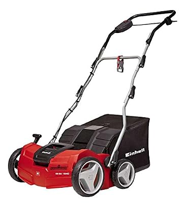 Einhell Scarificateur électrique GE-SA 1640 (1600 W, Régime 2.600 trs/min, Largeur de travail 40 cm, Réglage de la profondeur de travail à 4 positions jusqu'à 12 mm avec position parking, Rouleau scarificateur 20 lames, Grand bac de ramassage de 48 l…