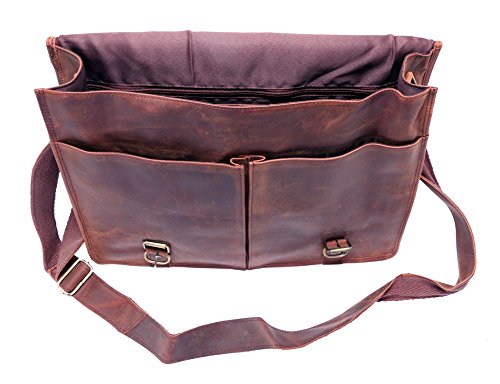 feathertouch Steampunk Leder Aktentasche Tasche aus echtem Leder Messenger Laptop-Tasche MacBook Herren Leder, echt Leder Tasche 40,6 x 30,5 x 12,7 cm braun - 3