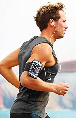 iPhone 6s Armband,iPhone 6 Armband,by Ailun,Feartured with Sport Scratch-Resistant Material,Slim Light Weight,Dual Arm-Size Slots,Sweat Resistant&Key Pocket,with Headphone Ports[Black]