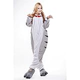 Free Fisher Damen/ Herren Schlafanzug Pyjama, Tier Kostüm, Katze Grau, Gr. L (Körpergröße 170-178 CM) - 