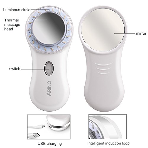 ARINO Ultraschallgerät für Gesicht Kosmetisches Ultraschallgerät Tragbare Gesicht Massagegeräte, Gesichtsbehandlung Hautverjüngung durch ION und Photon, Anti Falten Anti-Aging und Akne Muttertagsgeschenke - 2