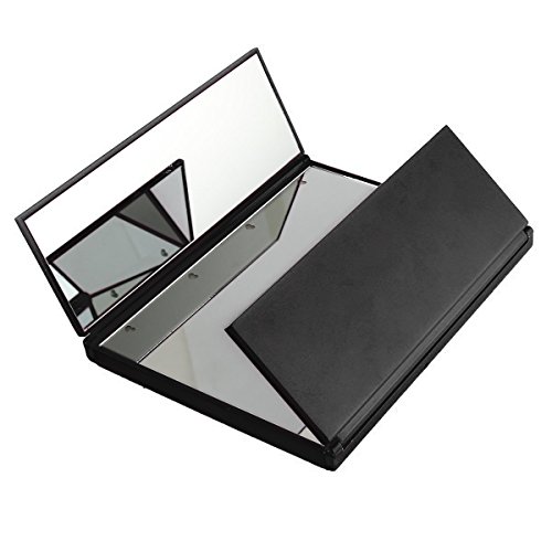 HOMPO Kosmetikspiegel Faltbarer, beleuchteter Schminkspiegel mit 8-LEDs Beleuchtung für Make up und Rasur, Standspiegel mit Batterie, für die Reise oder das Bad, schwarz - 3