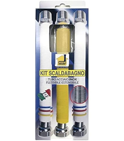 Kit Tubi Flessibili Acciaio Inox Per Caldaia - 200/400 Mm, Gas/Acqua, 3/4 MF Uni 11353