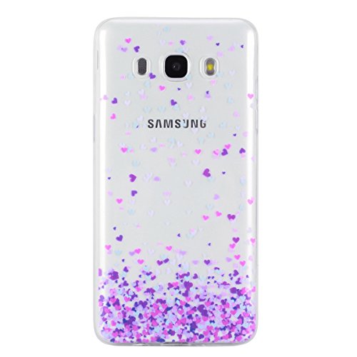 Felfy Hülle für Samsung Galaxy J5 (2016),Samsung J5 Silikon Tasche Hülle Ultra Dünne Slim Weicher Gel Flexible TPU Case Transparent Schutzhülle Silikon Crystal Case Durchsichtig Muster Silikon Kratzfeste Handyhülle Bumper Schale Case Tasche Etui für Huawei Samsung Galaxy J5 (2016) (Lila Liebe Schale) + 1 xSchwarz Schwarz Touch Stylus - 3