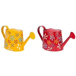 Nuha Set of 2- 2.5 liters Metal Hand Painted Watering Can