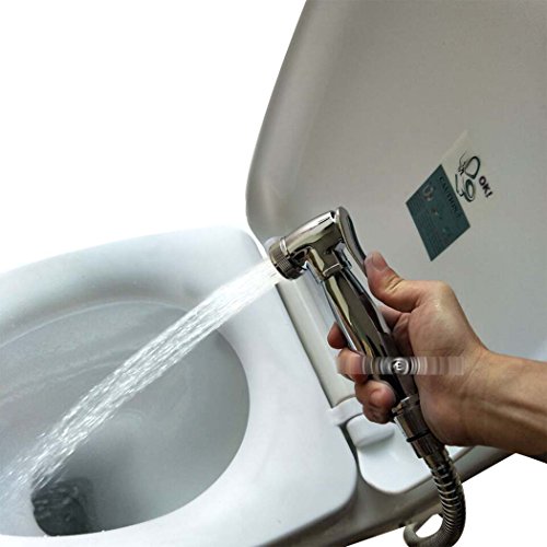PHOEWON Toilette Bad Bidet Set Chrom Messing Duschkopf / Bidet Handbrause mit 1.2M Lange Bidet Schlauch und Klammer Halter, Shattaf Bidet Douche Spray Set - 4