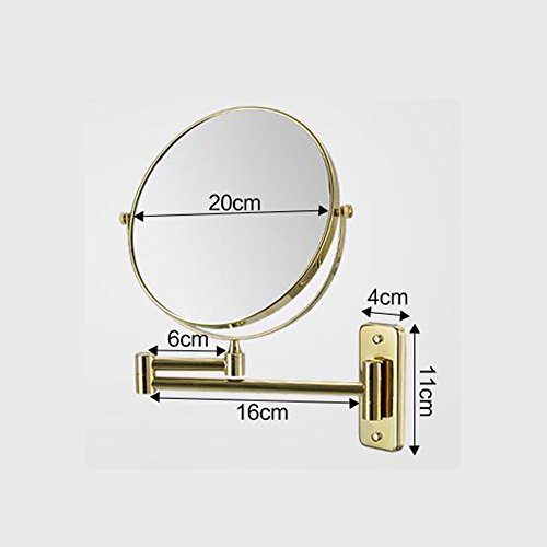 Großer doppelter Eitelkeits-Spiegel-Badezimmer-Spiegel-Badezimmer-Wand-europäischer Schönheits-Spiegel, der kosmetischen Spiegel faltet ( farbe : Gold , größe : 8inches ) - 2