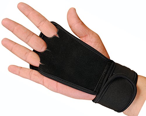 Ultra Fitness® Strukturierte Leder Hand Grips Crossfit Palm Displayschutzfolie mit Handgelenkstütze Gymnastics Grips für Cross Fitness Crossfit Wods, Pull Ups, Kettlebell Workout, Barbell Training, Gewichtheben, Velcro Handgelenk Support, Schwielen Schützen, für Männer und Frauen (Neopren Wrist Wraps) – (wodies 2 in 1 Wrist Wraps und Palm Schutz) - 2