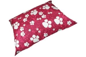 E4Emporium PET DOG BED CUSHION COVER LARGE - Washable Cushion Cover Only (Red (Paw))