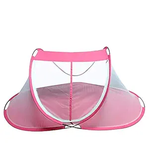 Febox Foldable Kids Mosquito Net with Base Cloth - Mosquito Repellent (Pink, Suitable for: 1 to 6 Years) (1778.0mm L X 762.0mm W)