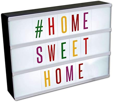 A4 LIGHT UP LETTER BOX CINEMATIC LED SIGN A4 30 X 20 X 6 CM WITH 104 COLOURFUL LETTERS, SYMBOLS, EMOJIS