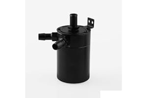 DollaTek Tanque de Aluminio de automóvil con Deflector de Pulido Negro de Dos Orificios con Filtro de Aire para recuperación de Aceite Residual Tanque de refrigerante de Aluminio