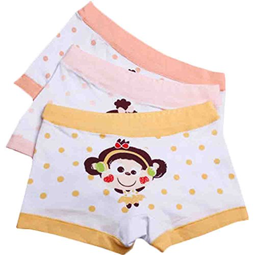 Set of Three Cute Boxer Briefs Kids Cotton Underwears Girls Underwear(Dot)
