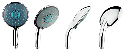 Jocalvi Handbrause mit Schlauch und Halterung – XXL Wellness – 4 Strahlarten – Duschkopf 150mm Durchmesser mit Duschschlauch – Brauseschlauch 1,5m und Duschbrause – Halter - 2