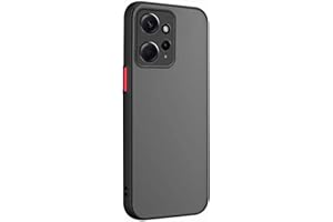 PEIYE Funda para Xiaomi Redmi Note 12 4G - Silicona TPU Suave Marco, Parte Trasera Semitransparente Mate - Carcasa (Case Cover) con Botones de Colores Contrastantes -Negro