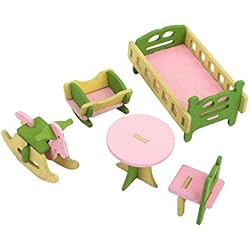 Kingken - Juego de muebles de madera en miniatura para decoración de casa de muñecas