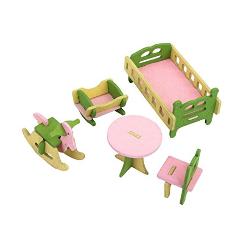 Kingken - Juego de muebles de madera en miniatura para decoración de casa de muñecas