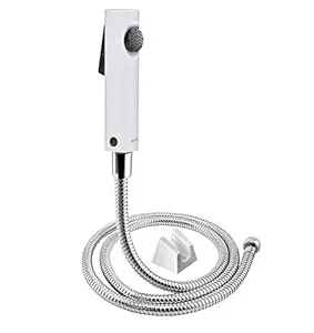 ALTON SHR20855 ABS Health Faucet with SS-304 Grade 1.25 Meter Flexible Hose Pipe and Wall Hook, White, Polished Finish, ABS + SS-304 Grade