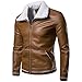 Produktbild UFODB Winterjacke Lederjacke Herren Casual Revers Lammfell Motorradjacke Winter Langarm Solid Umlegekragen Pelzmantel Top Bomberjacke Fliegerjacke
