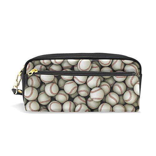 Preisvergleich Produktbild WowPrint Federmäppchen mit lustigem Baseball-Muster, großes Fassungsvermögen, Reißverschluss, PU-Leder Federmäppchen, multifunktional, Schreibwaren, Kosmetik