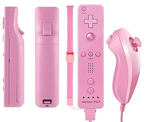 TheMax® Wii U - Mando a Distancia para Nintendo Wii U Remote Wii (Incluye Funda de Silicona y Correa), Color Azul Oscuro Rosa Pastel
