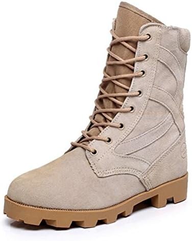MILEEO Desert Army Combat Patrol Boots Mens Boys Tactical Cadet Military Seude Leather Tan Jungle, UK 8/Asian 42