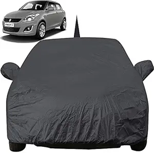 Autofact Car Body Cover for Maruti Swift (2005 to 2017) with Mirror and Antenna Pocket (Light Weight, Triple Stitched, Heavy Buckle, Bottom Fully Elastic, Grey )